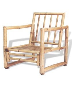 vidaXL Set Divani da Giardino in Bambù con Cuscini - Marrone