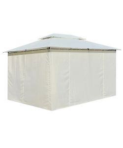 Gazebo da Giardino con Tende 4x3 m Bianco