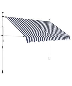 Tenda da Sole Retrattile Manuale 250 cm a Strisce Blu e Bianche