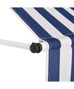 Tenda da Sole Retrattile Manuale 300 cm a Strisce Blu e Bianche