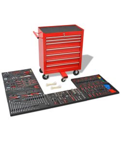  Carrello Portautensili Officina con 1125 Utensili Acciaio Rosso