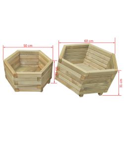 Set Letti Rialzati da Giardino 2 pz in Legno di Pino Impregnato