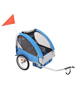 Rimorchio da Bici per Bambini Grigio e Nero 30 kg