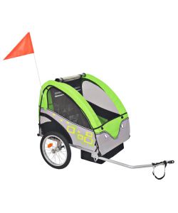 Rimorchio da Bici per Bambini Grigio e Verde 30 kg