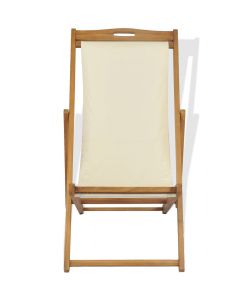 Sedia a Sdraio in Legno di Teak 56x105x96 cm Crema