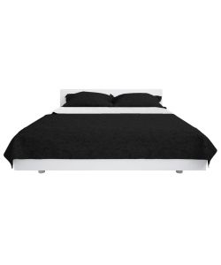 Copriletto Double-Face Trapuntato 170x210 cm Nero e Bianco