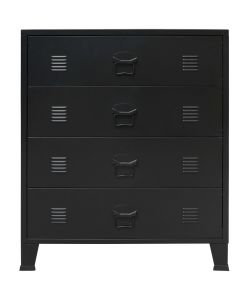 Cassettiera in Metallo in Stile Industriale 78x40x93 cm Nera