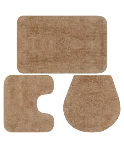 Set Tappetini per Bagno 3 pz in Tessuto Beige