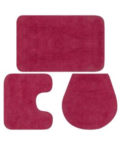 Set Tappetini per Bagno 3 pz in Tessuto Fucsia