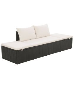 Lettino da Giardino Nero 195x60 cm in Polyrattan