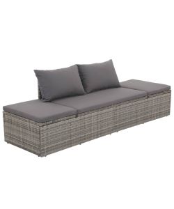 Lettino da Giardino Grigio 195x60 cm in Polyrattan