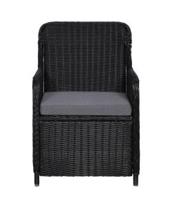 Sedie da Esterno con Cuscini 2 pz Polyrattan Nero