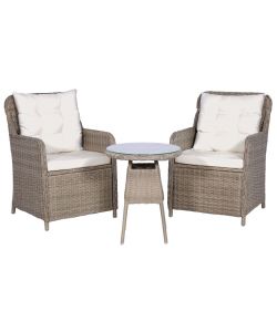 Set da Bistro 3 pz con Cuscini in Polyrattan Marrone