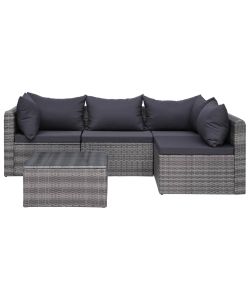 Set Divani da Giardino 5 pz con Cuscini in Polyrattan Grigio 44160