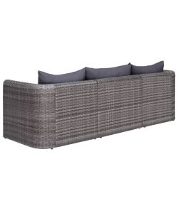 Set Divani da Giardino 3 pz con Cuscini Grigio in Polyrattan