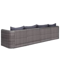 Set Divani da Giardino 4 pz con Cuscini Grigio in Polyrattan