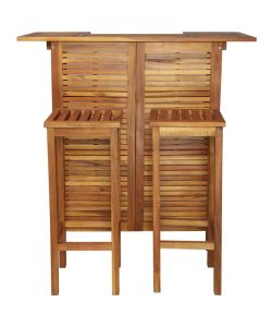 Set Tavolo e Sedia da Bar 3 pz in Legno Massello di Acacia