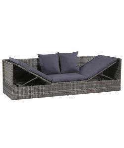 Lettino da Giardino Grigio 200x60 cm in Polyrattan