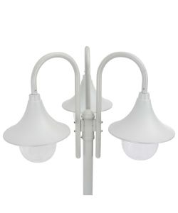 Lampione da Giardino E27 220 cm in Alluminio 3 Lampade Bianco