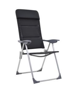 Sedie da Campeggio 2 pz in Alluminio Nero 58x69x111 cm