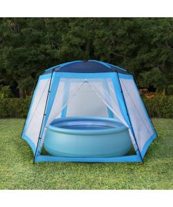 Tenda per Piscina in Tessuto 660x580x250 cm Blu