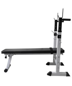 Panca Reclinabile con Rack Bilanciere e Set Manubri 60,5 kg