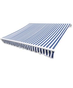 Tendone Parasole in Tela Blu e Bianco 350x250 cm