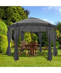 Gazebo Rotondo con Tende 3,5x2,7 m Antracite