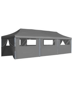 Tenda Pieghevole Pop-Up con 8 Pareti Laterali 3x9 m Antracite