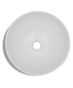 Lavello Bagno con Miscelatore in Ceramica Rotondo Bianco