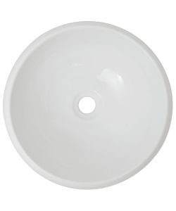 Lavello Bagno con Miscelatore in Ceramica Rotondo Bianco