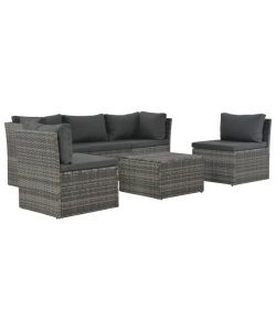 Set Divani da Giardino 4 pz con Cuscini in Polyrattan Grigio 44723