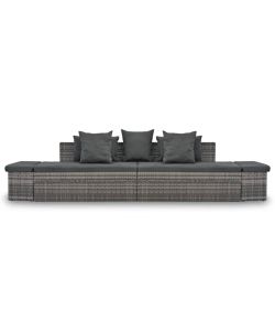 Set Divani da Giardino 4 pz con Cuscini in Polyrattan Grigio 44724