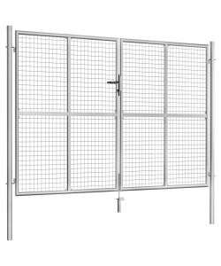 Cancello per Giardino in Acciaio Zincato 306x225cm Argento