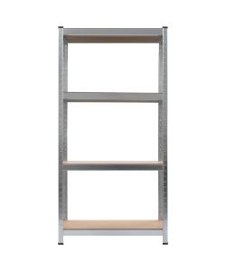 Scaffale Argento 80x40x160 cm Acciaio e MDF