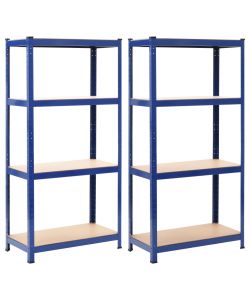 Scaffali 2 Pz Blu 80x40x160 Cm In Acciaio E Mdf