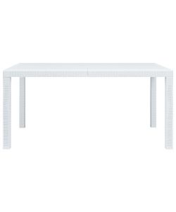 Tavolo da Giardino Bianco 150x90x72 cm in Plastica Stile Rattan