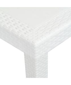 Tavolo da Giardino Bianco 150x90x72 cm in Plastica Stile Rattan