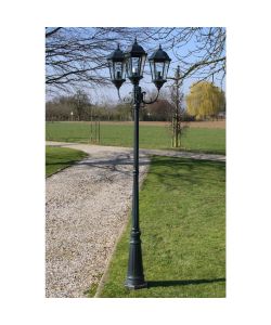 Lampione da Giardino 3 Bracci 230 cm Verde Scuro/Nero Aluminio