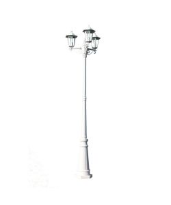 Lampione da Giardino a 3 Bracci 215 cm in Alluminio Bianco