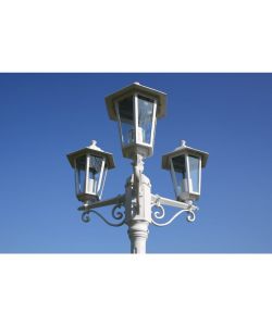 Lampione da Giardino a 3 Bracci 215 cm in Alluminio Bianco