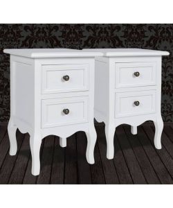 vidaXL Comodini 2 pz Vintage Bianchi con 2 Cassetti in MDF - Stile Elegante