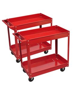  Set Carrelli per Attrezzi da Officina 2 pz 100 kg 2 Ripiani