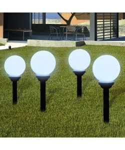 Lampioni Solari LED Giardino 4 pz Rotondi 15 cm con Picchetto