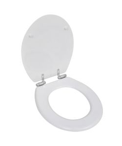 Sedile WC MDF Coperchio Chiusura Ammortizzata Semplice Bianco