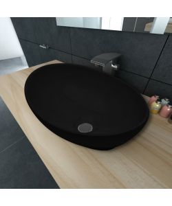 Lavello in Ceramica di Lusso Nero Ovale 40 x 33 cm