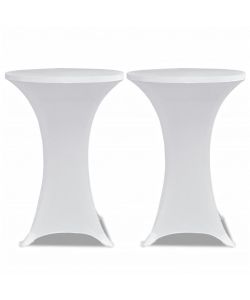 Copritavolo 70 cm Bianco Tessuto elasticizzato 2 pezzi