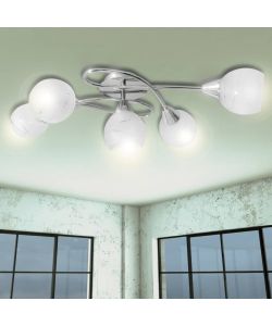 Lampada da Soffitto con Paralume in Vetro per 5 Lampadine E14