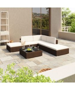 Set Divani da Giardino 6 pz con Cuscini in Polyrattan Marrone 41256