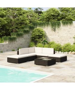 Set Divani da Giardino 6 pz con Cuscini in Polyrattan Nero 41257